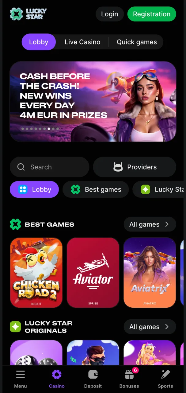 Explore diverse gaming options in Lucky Star casino area.