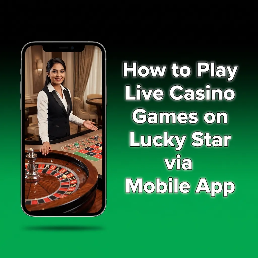 Illustration of a person in India playing Lucky Star live casino games on a smartphone in landscape mode