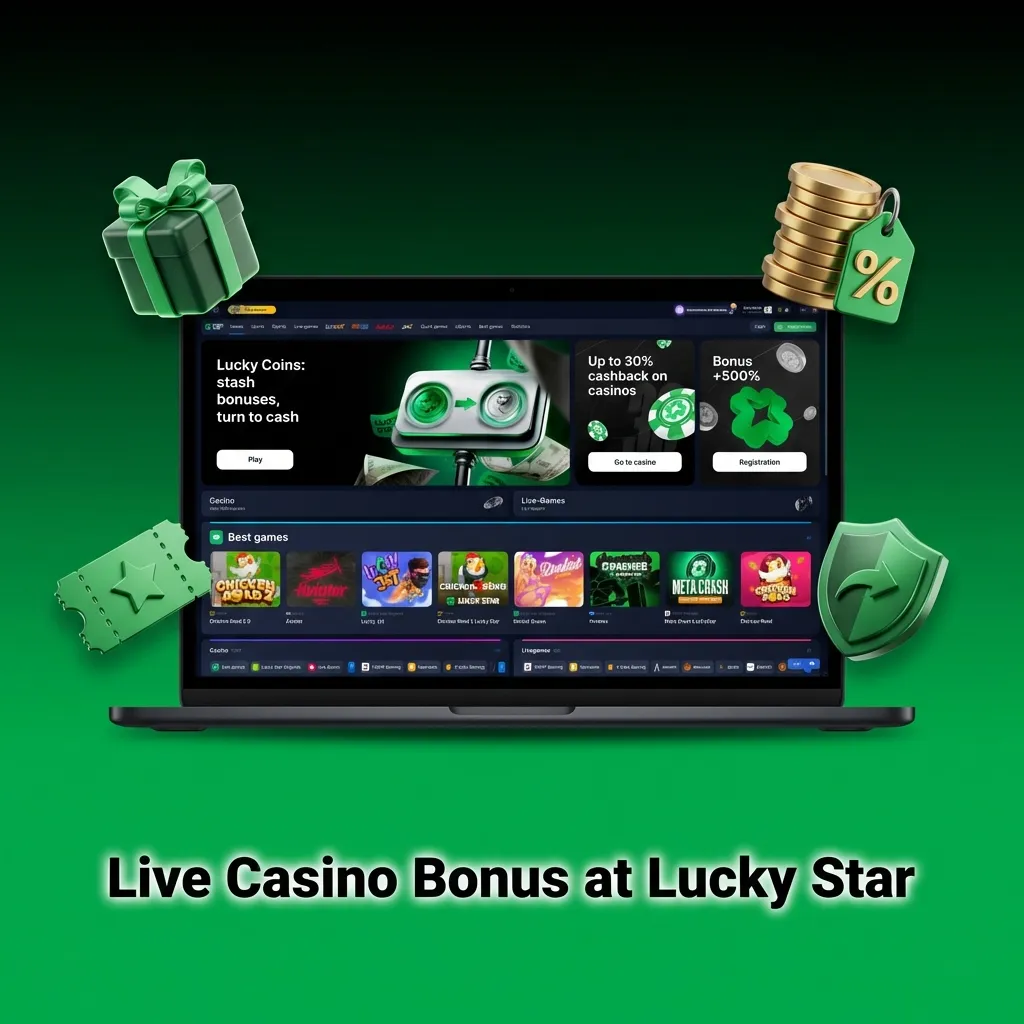 Lucky Star Live Casino bonus banner showing 500% welcome offer up to 19,757 INR for new Indian players