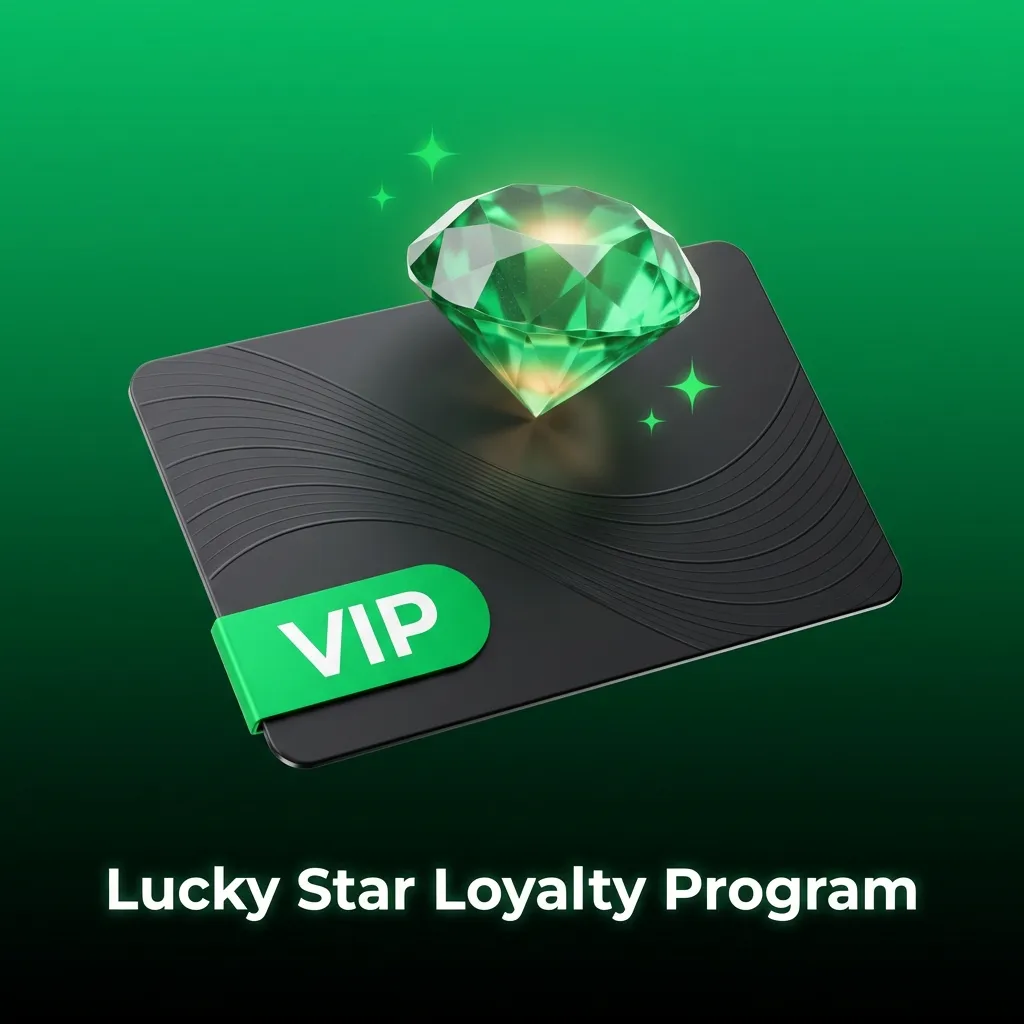 Lucky Star loyalty program tiers rising above casino games and sports icons, symbolising rewards for regular play