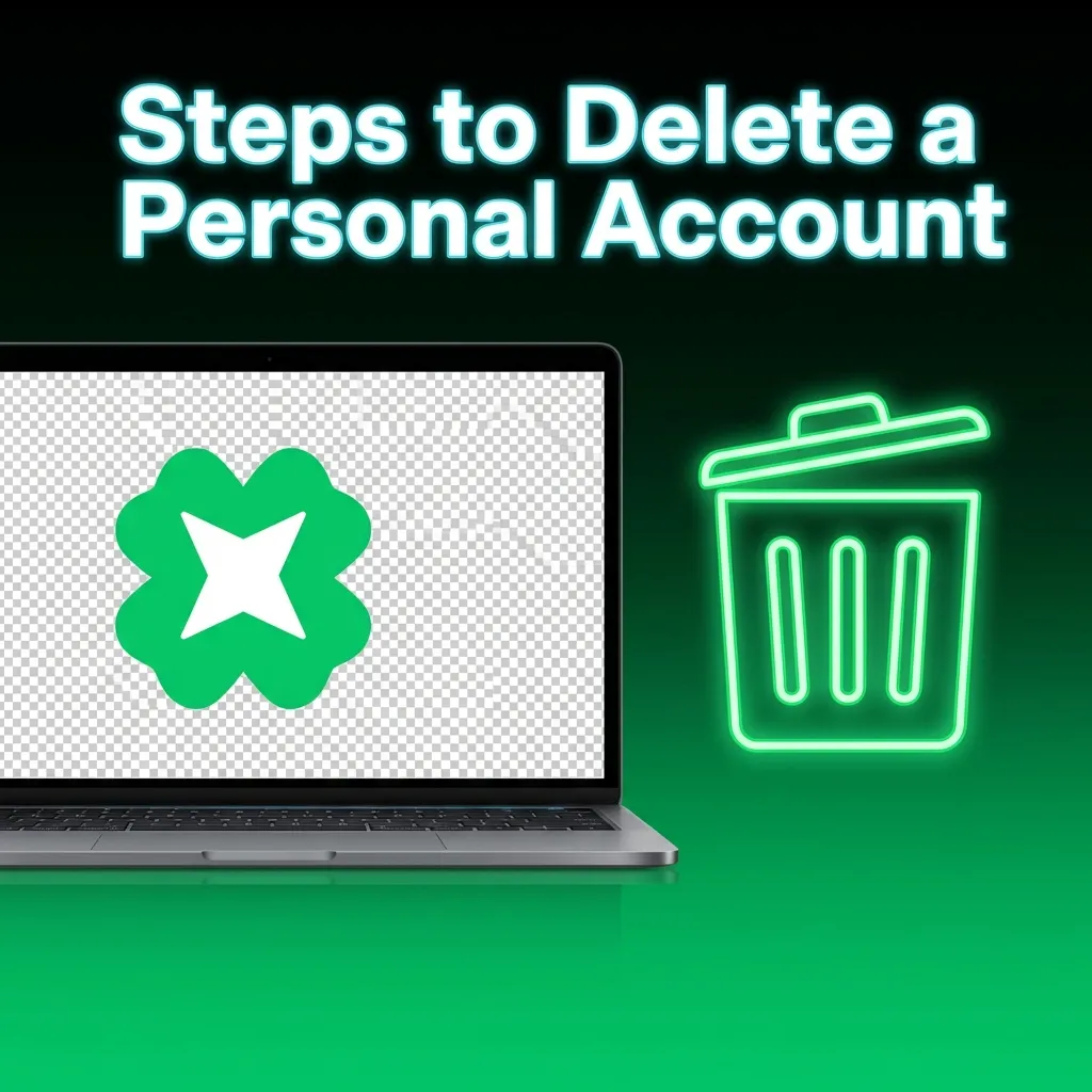 Illustrated list showing four steps to permanently delete or self-exclude from a gaming account through customer support