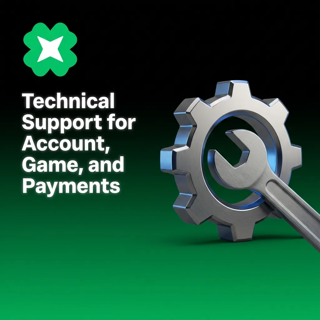 Support agent helps user on laptop with app, game, and payment issues, plus login and transaction error icons