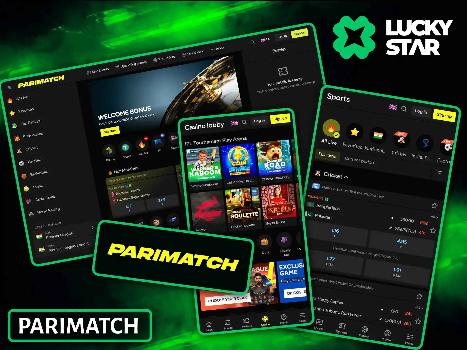Parimatch offers betting, casino games, bonuses, and Indian payment support.